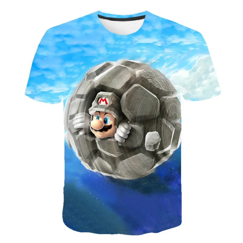 

Boy's funny Mario Bros T-shirt, Mario Bros print fashion, boy's haajuku costume, informal hip-hop costume, girls' clothing, tops