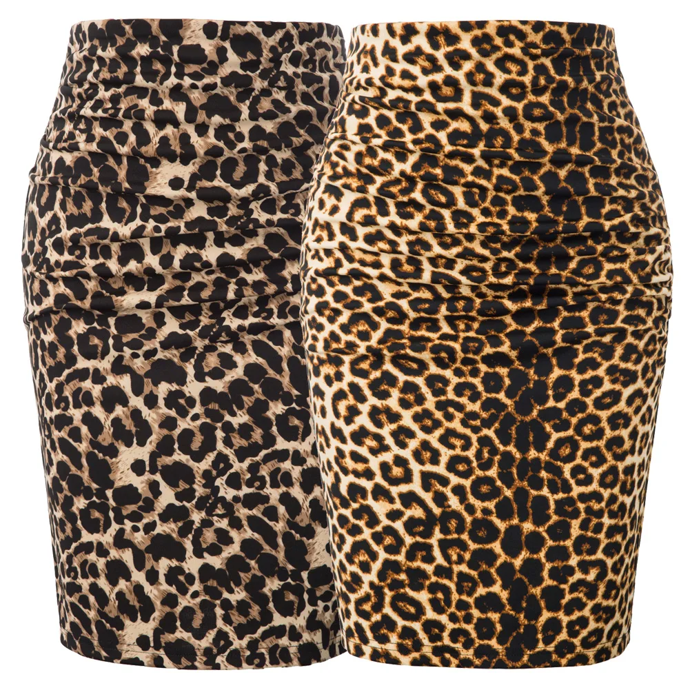 Grace Karin модные женские туфли леопардовой узорчатый карандаш юбка с рюшами спереди