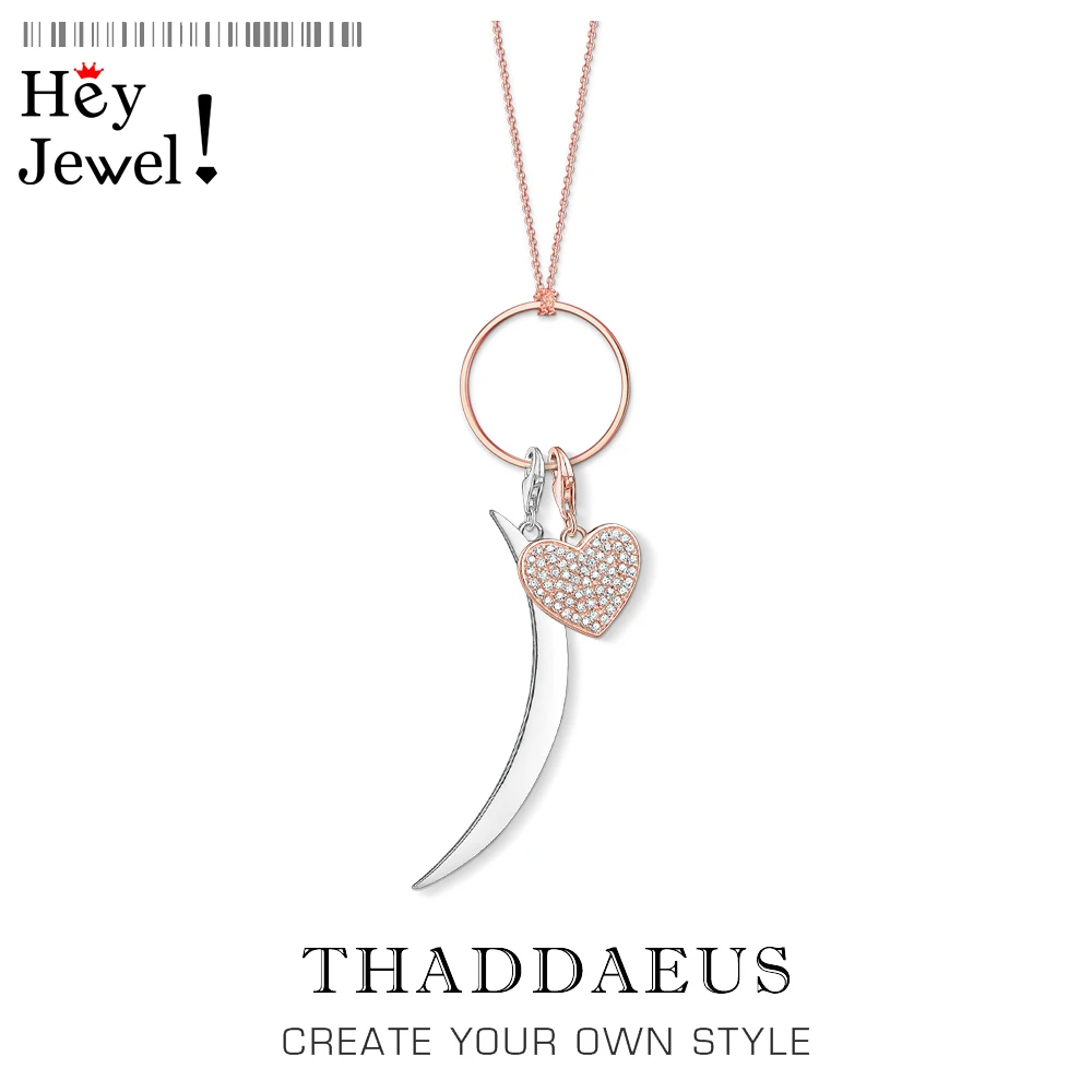 Ожерелье с подвеской в виде сердца и Луны цвета розового золота весеннее