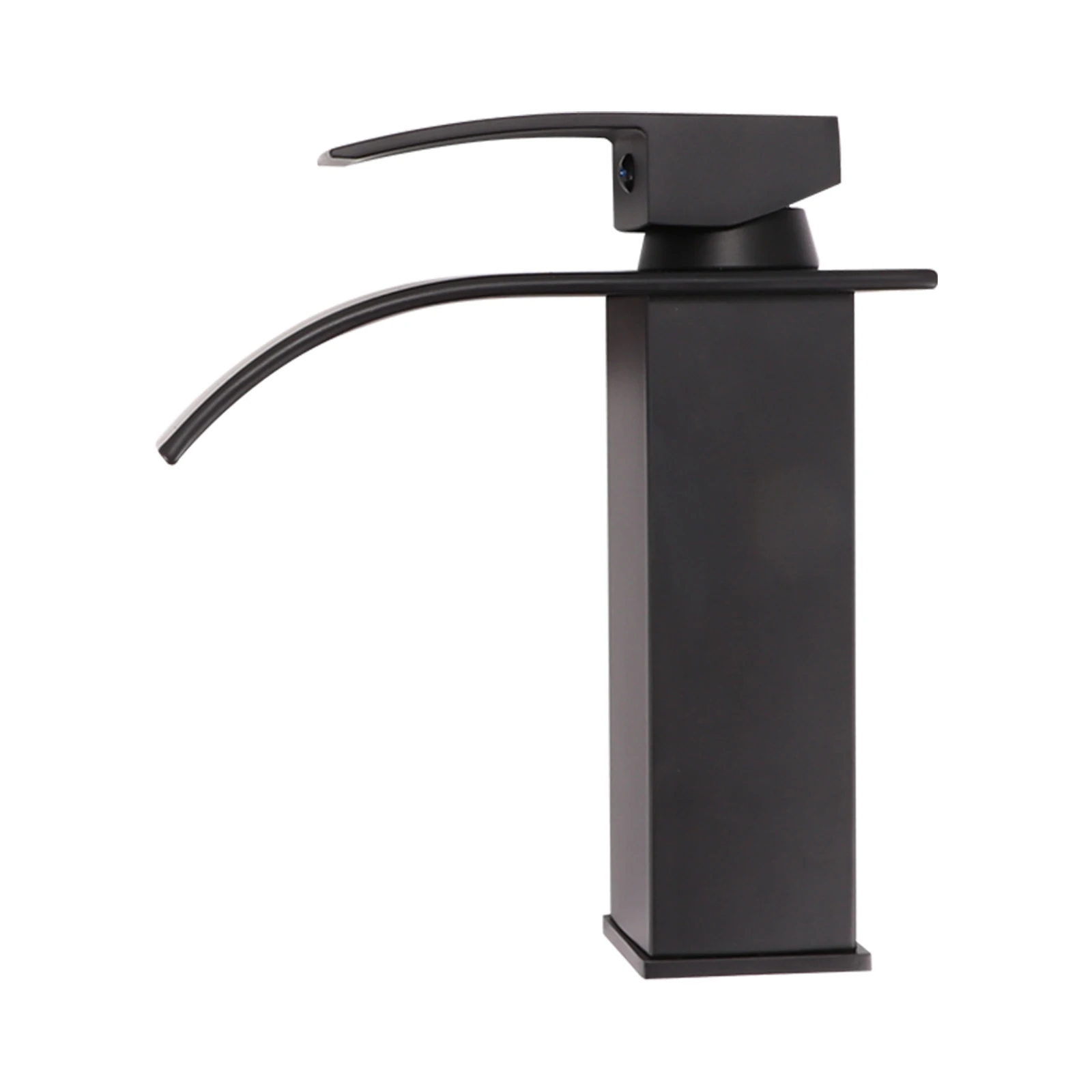 

Waterfall Bathroom Basin Faucet Single Handle Chrome-Plated Brass Black Basin Tap Good Sealing Water Flow Faucets