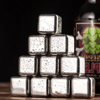food grade 304 stainless steel ice cubes reusable chilling stones for whiskey wine fast cooling cold longer drinking tool set