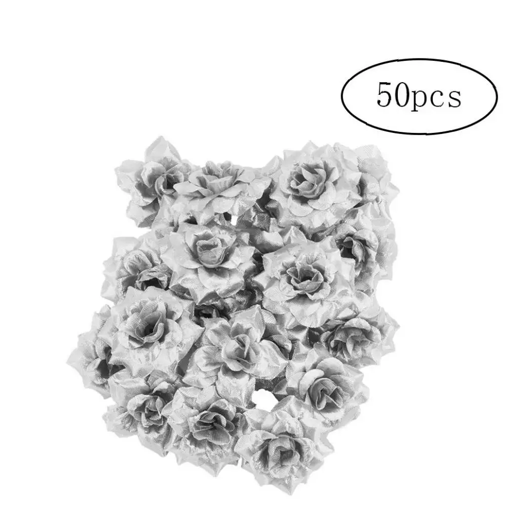 50 шт. искусственные розы цветочные головки ткань Шелковый цветок для дома