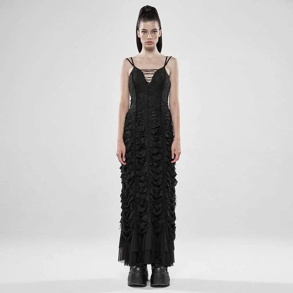 Панк Rave women's Goth Тонкий облегающий скольжения Русалка Длинные платья WQ