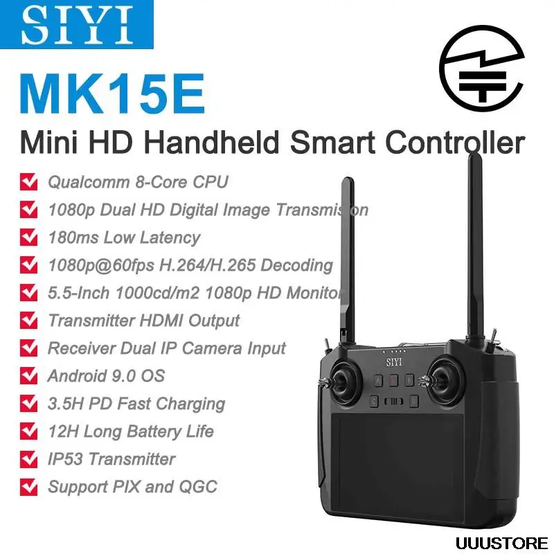 

SIYI MK15E Mini HD Handheld Radio System Transmitter Remote Control 5.5-Inch Monitor 1080p 60fps 180ms FPV Japan MIC Certified