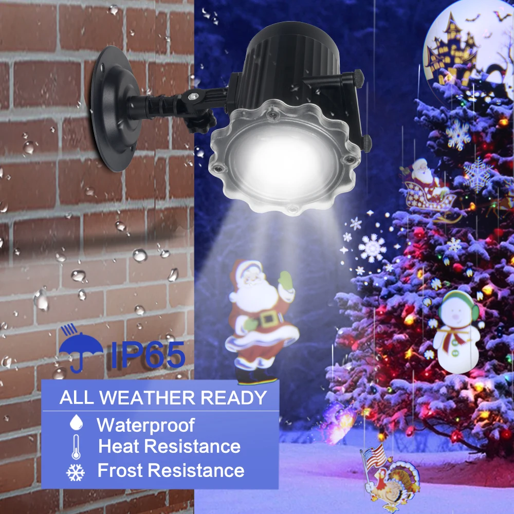 

Laser Projector 12 Patterns Snowflake/Snowman Animation Effect Laser Lamp Indoor/Outdoor For Christmas Decoration