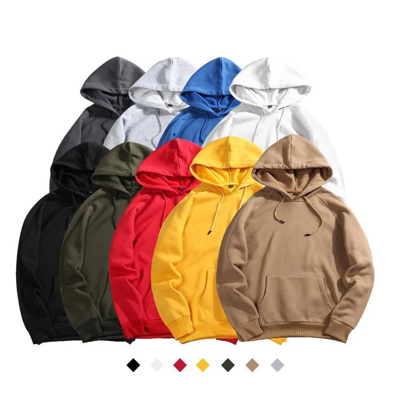 

New Fashion Male Autumn Hoodie Warm Fleece Coat Hooded Men Brand Hoodies Sweatshirts EU Size Mens Spring Cotton Pure Color Tops