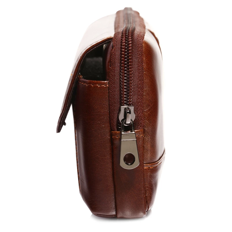 Genuine Leather Men Hip Bum Belt Purse Designer Male Fanny Pack 6.5" Mobile Phone Pouch Small Men's Waist Bags Travel Cowhide