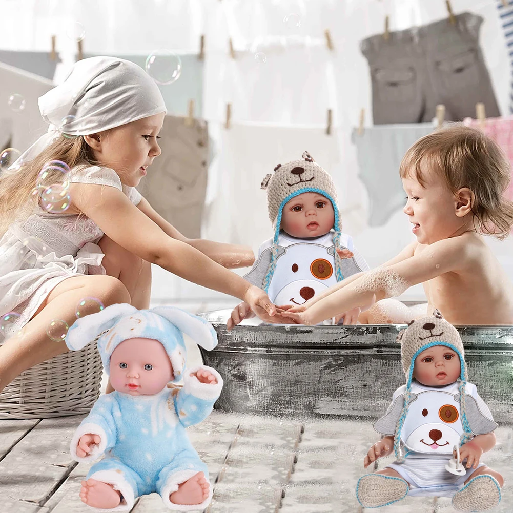 

Children Kids Birthday Toys Supplies Cute Soft Silicone Body Reborn Baby Boy Dress Doll Child Play House Bedtime Toy