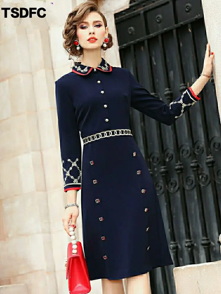 Новинка осени 2019 высококачественное женское платье с вышивкой французская Ретро