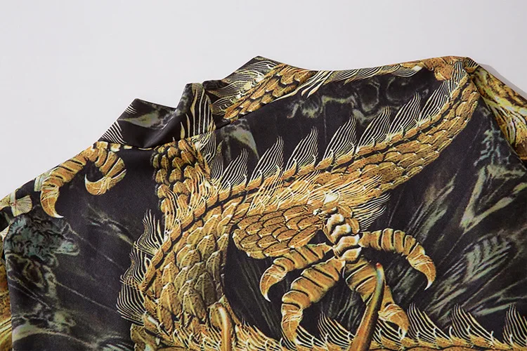 

Chinese Wind Overbearing Dragon Pattern Japanese Feather Woven Road Robe Han Clothing Print Men's Seven-sleeve Shirt Loose Cape