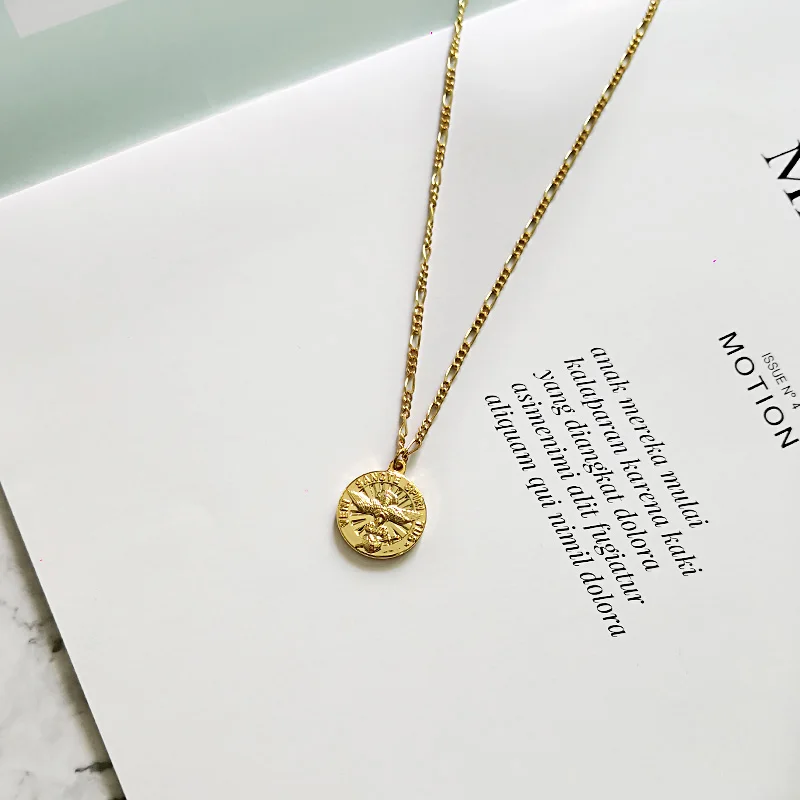 Holy Spirit Gold Peri'sbox модное Золотое медальон в форме монеты ожерелье королева елизания ожерелье с портретом шикарные золотые подвески для женщин - Окраска металла: Holy Spirit Gold
