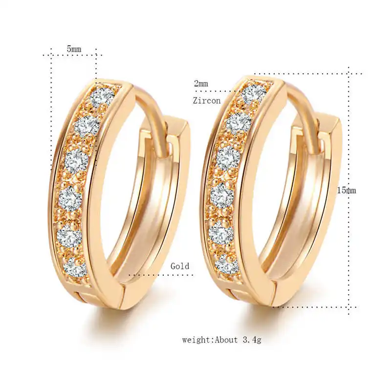 

Hoop Crystal Earrings Fashion Gold Color Earrings Jewelry Brilliant for Women Girls Gift