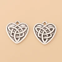 50pcslot tibetan silver celtics knot trinity triquetra heart charms pendants 2 sided beads for diy jewelry making accessories