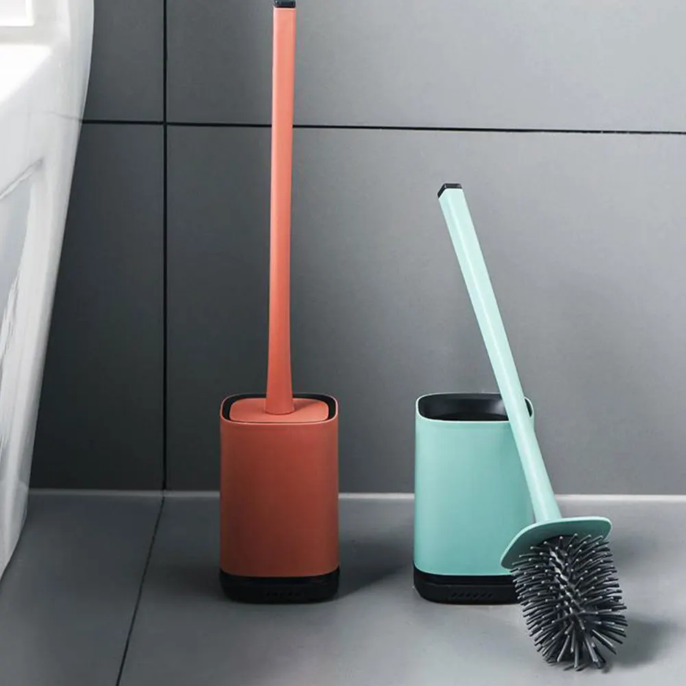 

Silicone Head Toilet Brush Quick Draining Clean Tool Toilet Brush Wall-Mount Floor-Standing Cleaning Brush Bathroom Accessorie