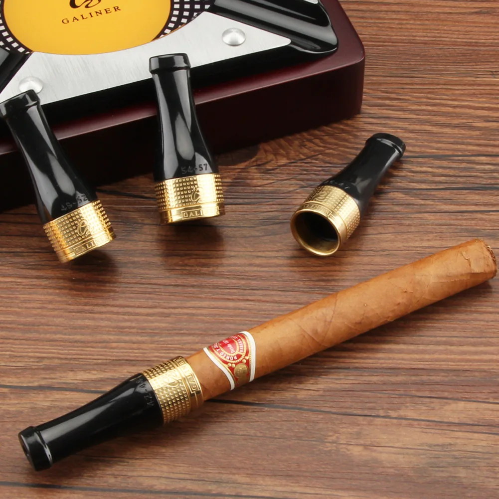 

GALINER Cigar Holder Ashtray Resin Cigar Mouthpiece Pipe 4 Sizes Portble Cigar Rack Stand