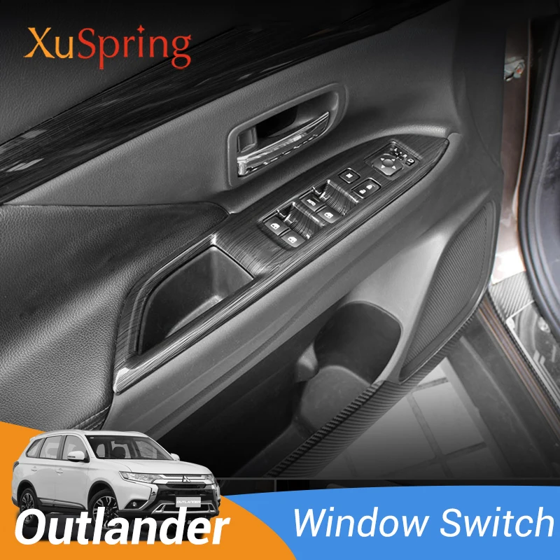 

Для Mitsubishi Outlander 2013-2020 LHD ручка переключателя окна автомобиля панель Крышка отделка Регулировка наклейки полоски украшение Стайлинг