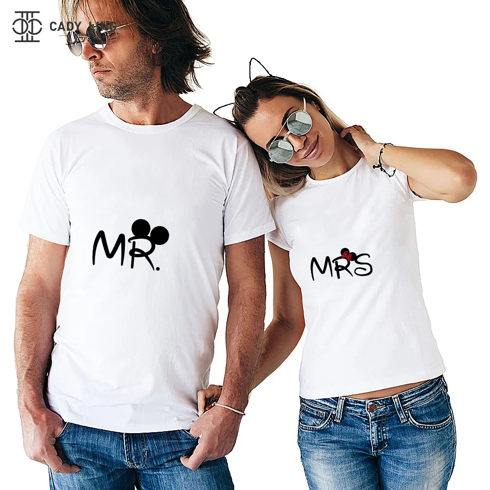 

2021 футболка для пары, летняя одежда с принтом влюбленных пар, футболка для пары, Рождественская Повседневная хлопковая футболка с коротким ...