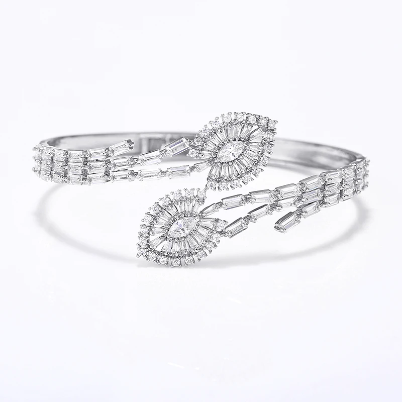 Очень девушка Роскошные манжеты браслет микро проложить кубический циркон