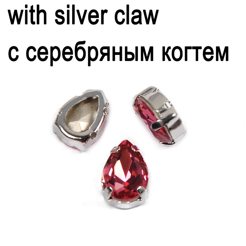 Crystal with silver CTPA3bI блеск цвета фуксии стекло кристалл для нашивки камень с когтями Стразы DIY аксессуары для одежды свадебное платье украшение - Цвет: Crystal with silver