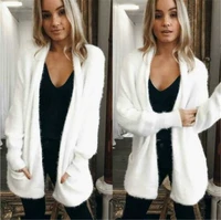 plus size womens long sleeve knitted fluffy cardigan ladies sweater coat jacket