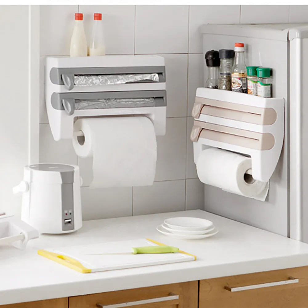 Многофункциональная кухонная полка для хранения пищевой пленки бутылок соуса