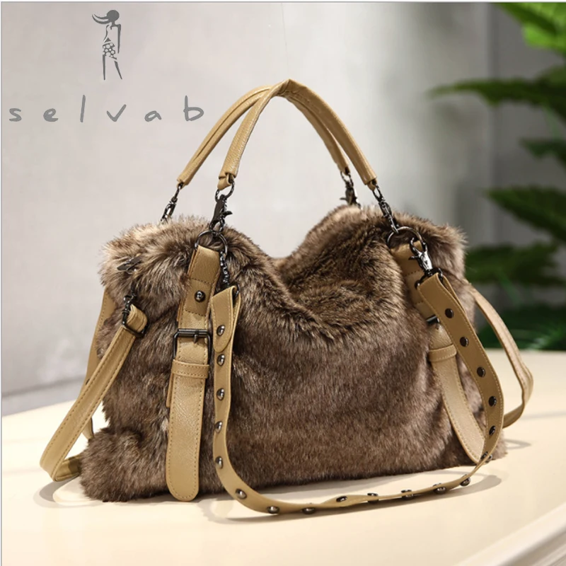 Осенние и зимние новые модные сумки популярная женская меховая сумка тренд дикая