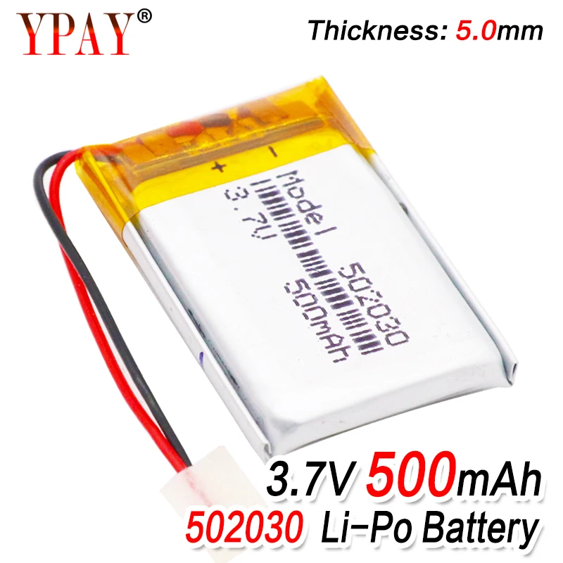 3.7V 500mAh 502030 Lithium Polymer Li-Po li ion Rechargeable Battery Lipo cells For MP3 MP4 speaker Tachograph Car DVR Camera |