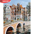 HUACAN картины по номеру городской пейзаж расписанные вручную наборы Рисование холст раскраска картина маслом мост украшение дома