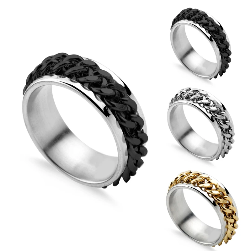 Кольцо-Спиннер мужское из нержавеющей стали в стиле панк-рок | Украшения и