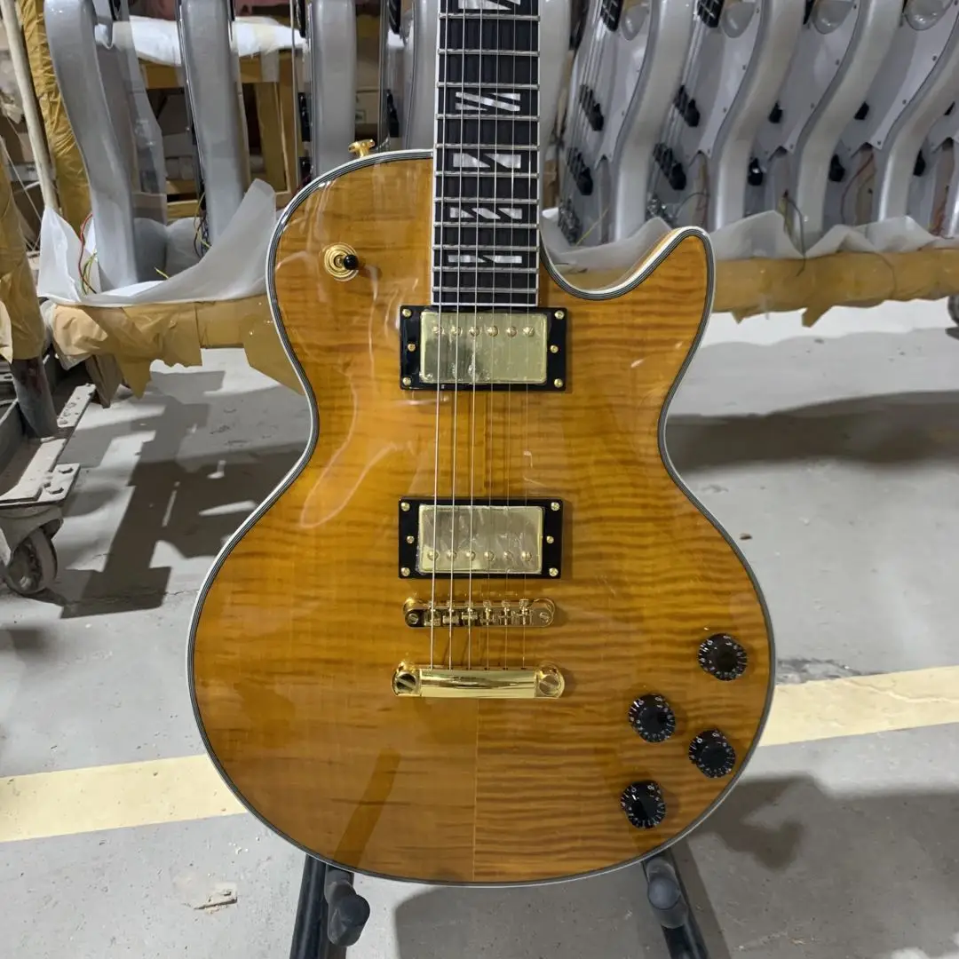 

LP Custom Electric Guitar Double Tiger Maple Top Gold Hardware Rosewood Fingerboard High Quality Guitarar Free Shipping