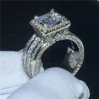 funmode new luxury design ring wedding jewelry geometric cz ring accessory anillos mujer wholesale fr246