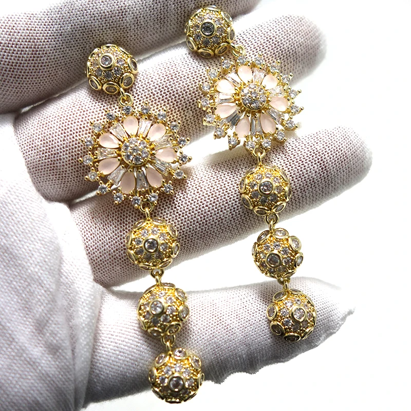 

Trendy Luxury Shell Flower Dangle Earrings For Women Wedding Bridal Earrings boucle d'oreille femme 2021