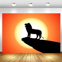 forest animal lion backdrop sunset boy happy birthday party baby shower custom photo background booths studio props decor banner