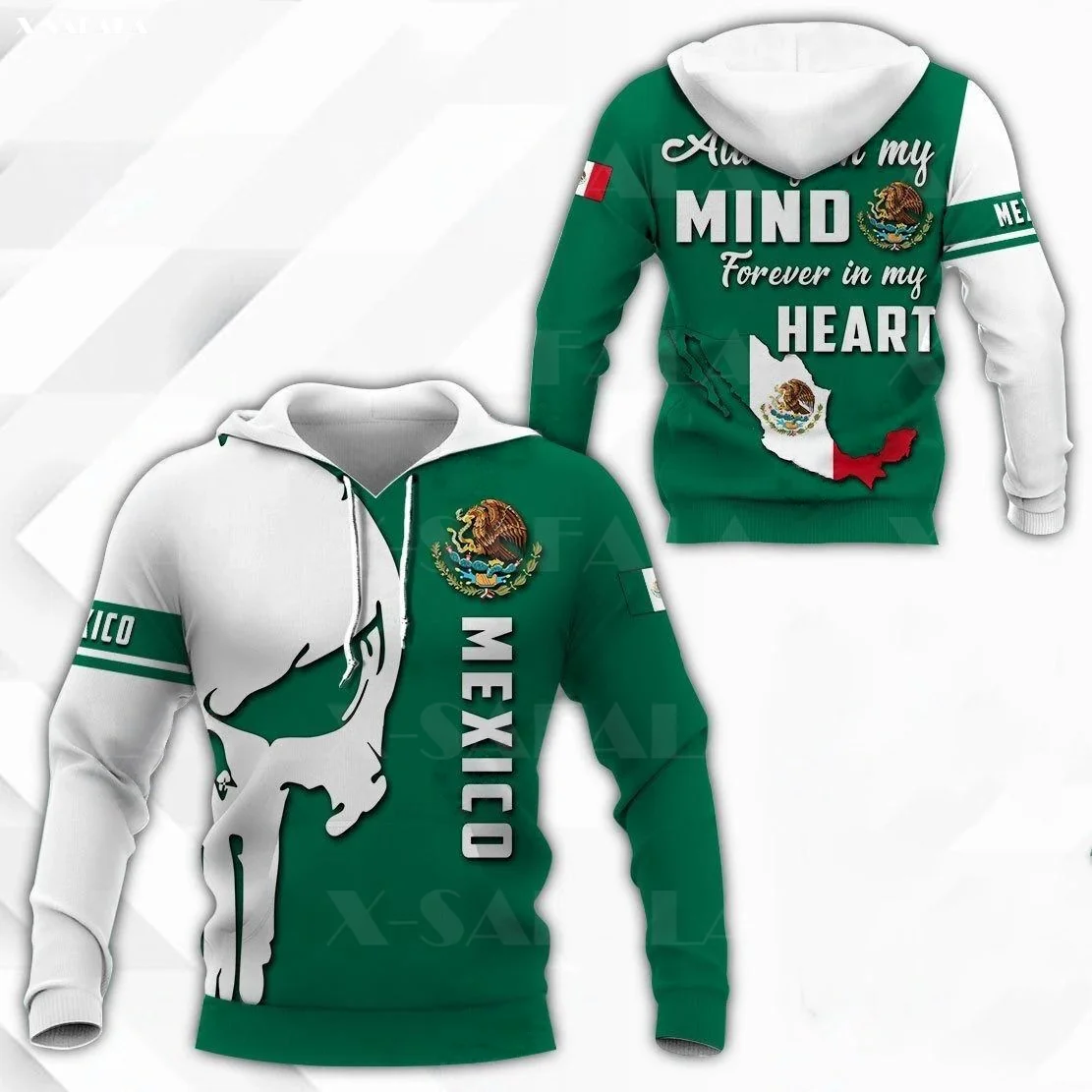 

MEXICO IN MY HEART Skull 3D Print Zipper Hoodie Man Female Pullover Sweatshirt Hooded Jacket Jersey Tracksuits