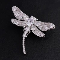 three dimensional dragonfly brooch jewelry for women cubic zirconia luxury insect pin creative scarf buckle brand brooches