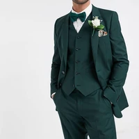 man suits green groom tuxedos blazer slim fit wedding dress jacket vest pants 3 piece for men handsome costume homme custom
