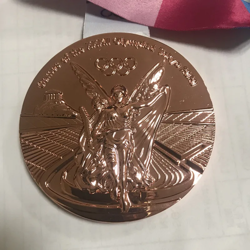 

1 Pcs the Tokyo sport Games silver bronze medal 85 mm player award medal with ribbon
