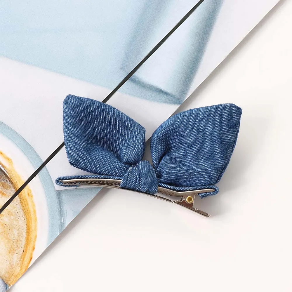 Корейская джинсовая ткань ручной работы с кроличьими кошачьими ушками заколка