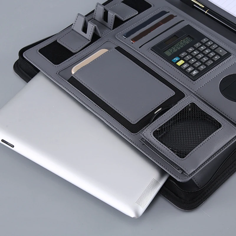 Portable Business Padfolio Portfolio Case Handle PU Leather Folder for School Office Conference Notepad | Канцтовары для офиса и