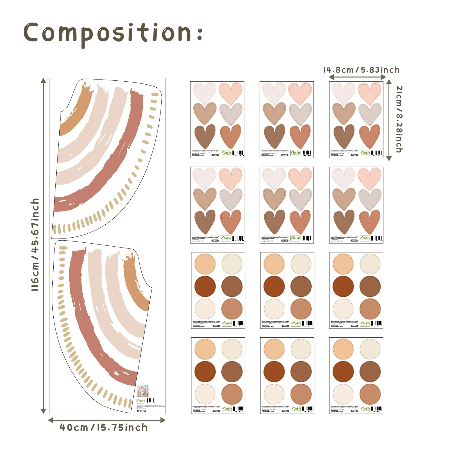 funlife® nursery boho rainbow wall decals wallpapers wall stickers waterproof children living room bedroom kids baby home decor free global shipp