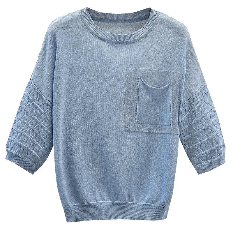 

2020 New Arrival Aslea Rovie Regular O-neck Batwing Sleeve Pockets Office Lady Half Patchwork None China (mainland) Thin Ages 18