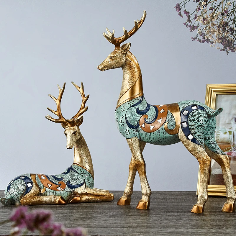 [MGT]European lucky sika deer living room entrance porch wine cabinet TV cabinet decorations ornaments home decoration crafts