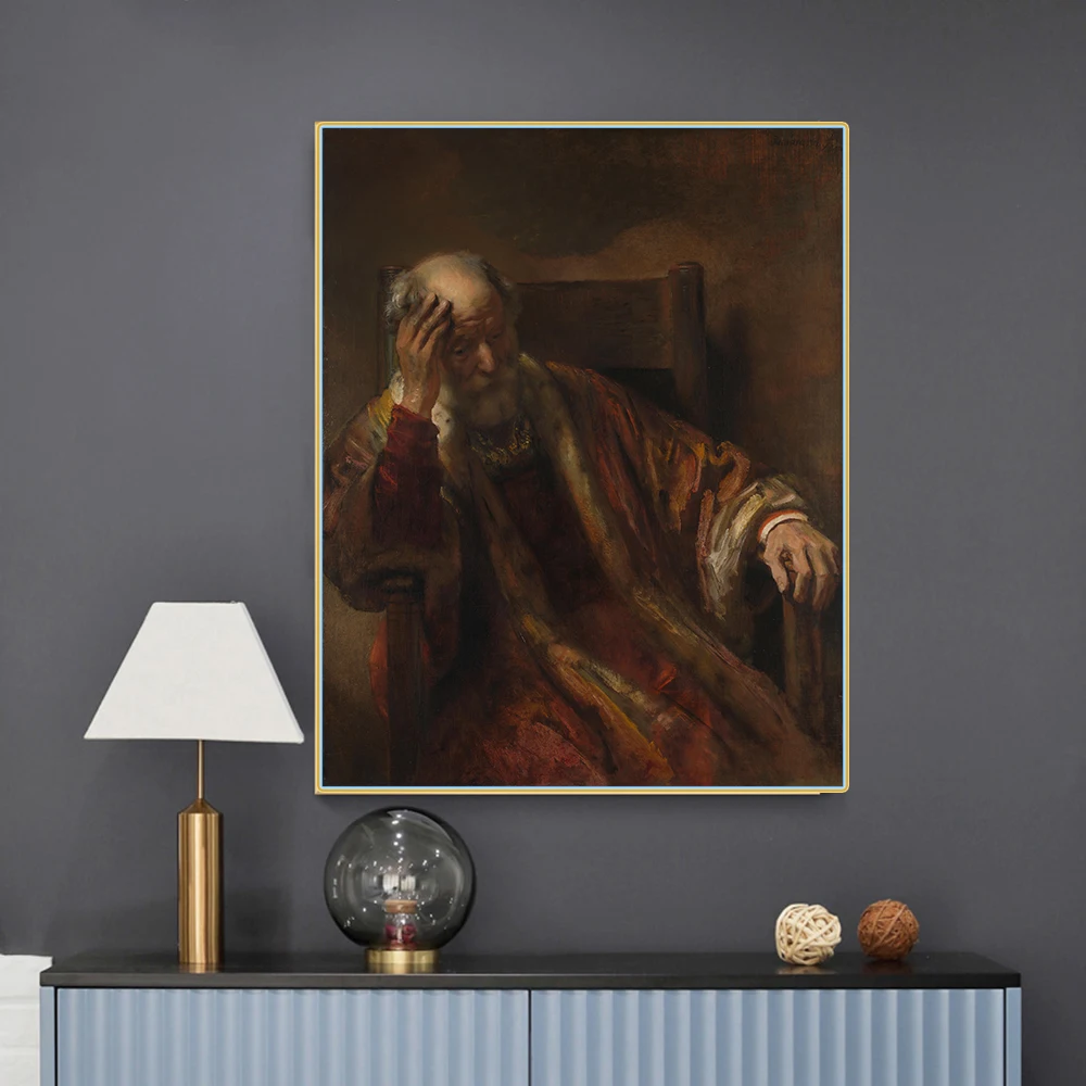 

An Old Man in an Armchair by Rembrandt Canvas Oil Painting Famous Artwork Poster Picture Wall Decor Home Living room Decoration