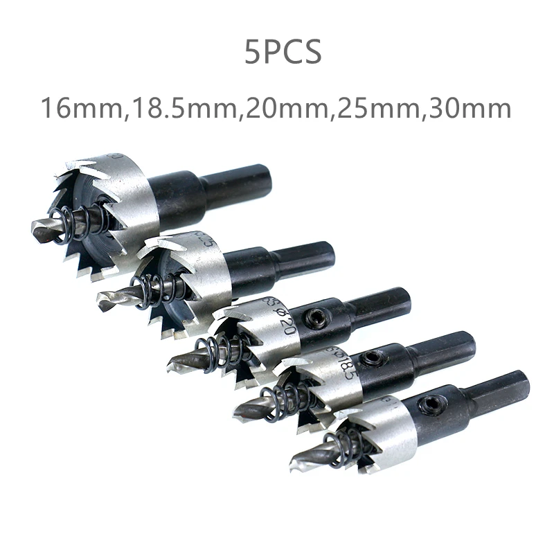 Versery 5 шт. набор сверл из быстрорежущей стали, кольцевая пила для железа, нержавеющая сталь, металл, алюминиевый сплав 16/18,5/20/25/30 мм