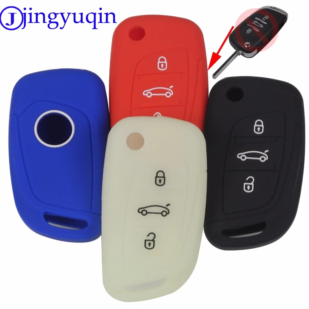 Jingyuqin 3 кнопки силиконовый чехол для ключей от машины Складной флип Citroen C2 C3 C4 C5