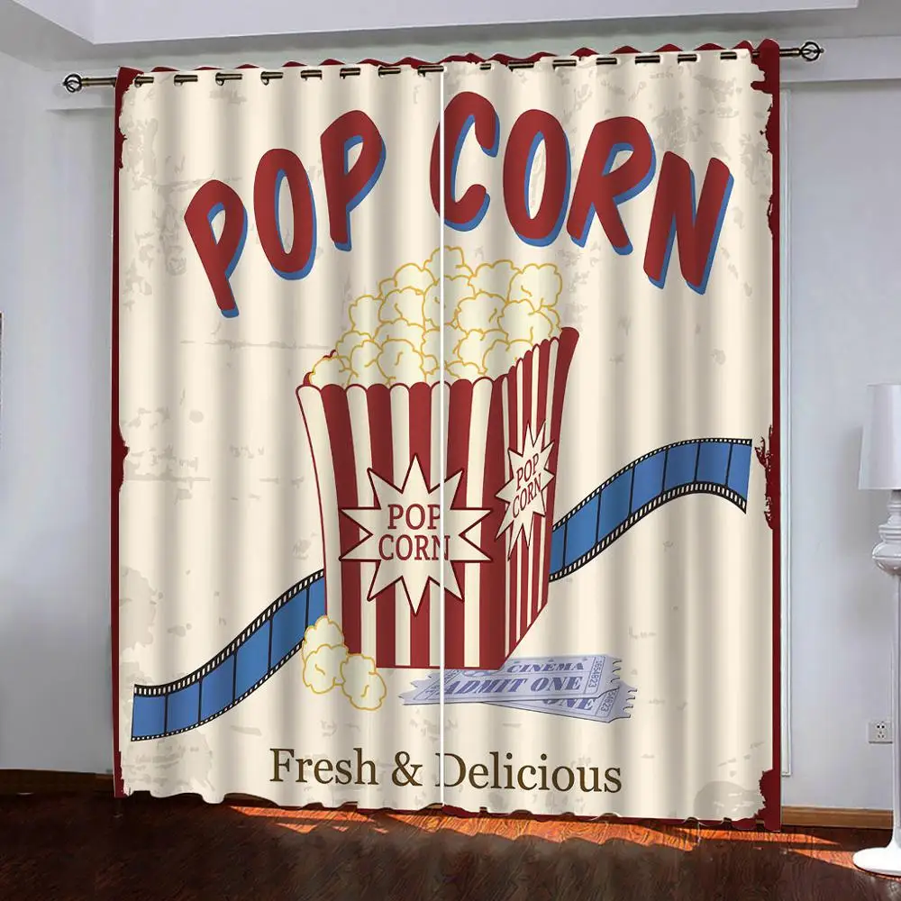 Занавески с 2 панелями в виде попкорна свежие вкусные тканевые занавески 3D