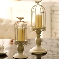 european iron retro white bird cage candle holder candlelight dinner tealight candlestick metal hanging lantern candles stand