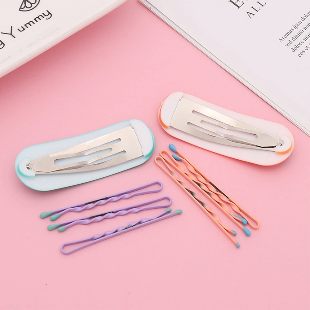 Hyun ветер цвет конфеты милая девушка челка заколка для волос края зажим BB a слово