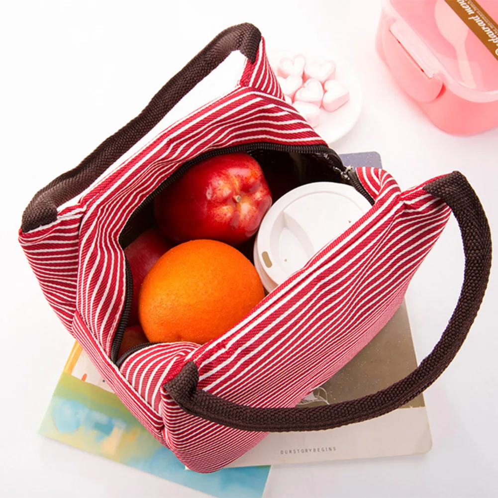 Полосатая сумка для ланча из ткани Оксфорд алюминиевой фольги плотная