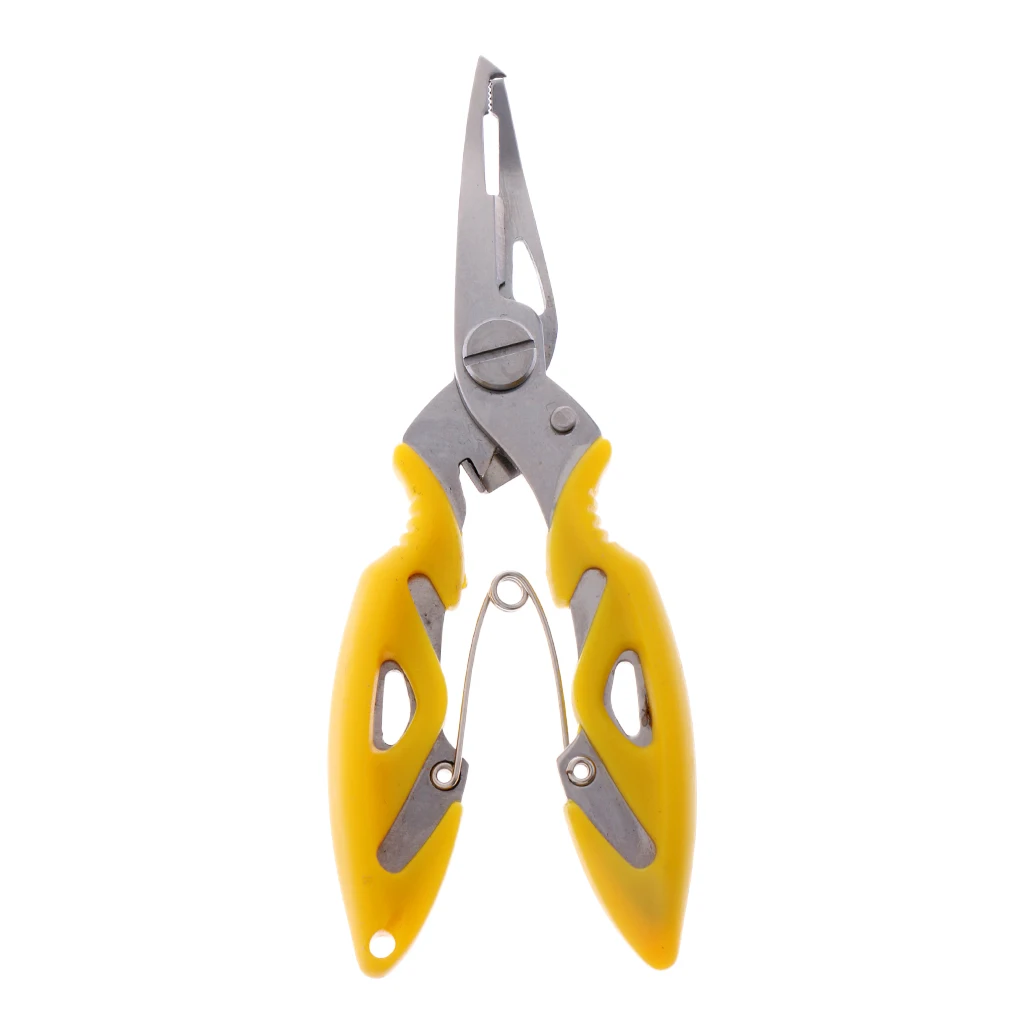 

Fishing Plier Scissor Braid Line Lure Cutter Hook Remover Split Ring Yellow